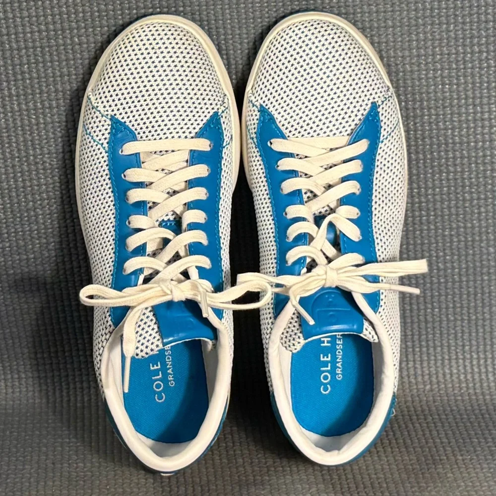 Cole Haan Women’s GrandPro Tennis Classic Sneakers White/Blue Size 6.5‎